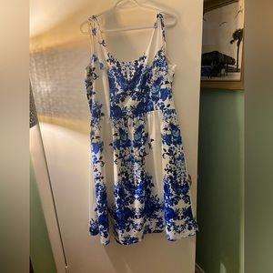 Boutique 1861 Porcelain Pattern Fit and Flare Dress (US XL)